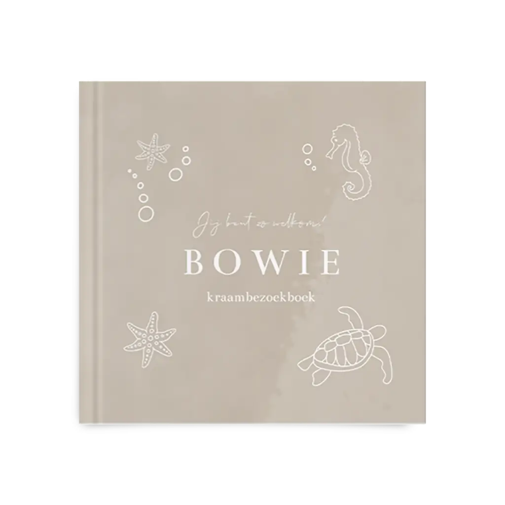 Beige velvet-look kraambezoekboek met onderwaterwereld