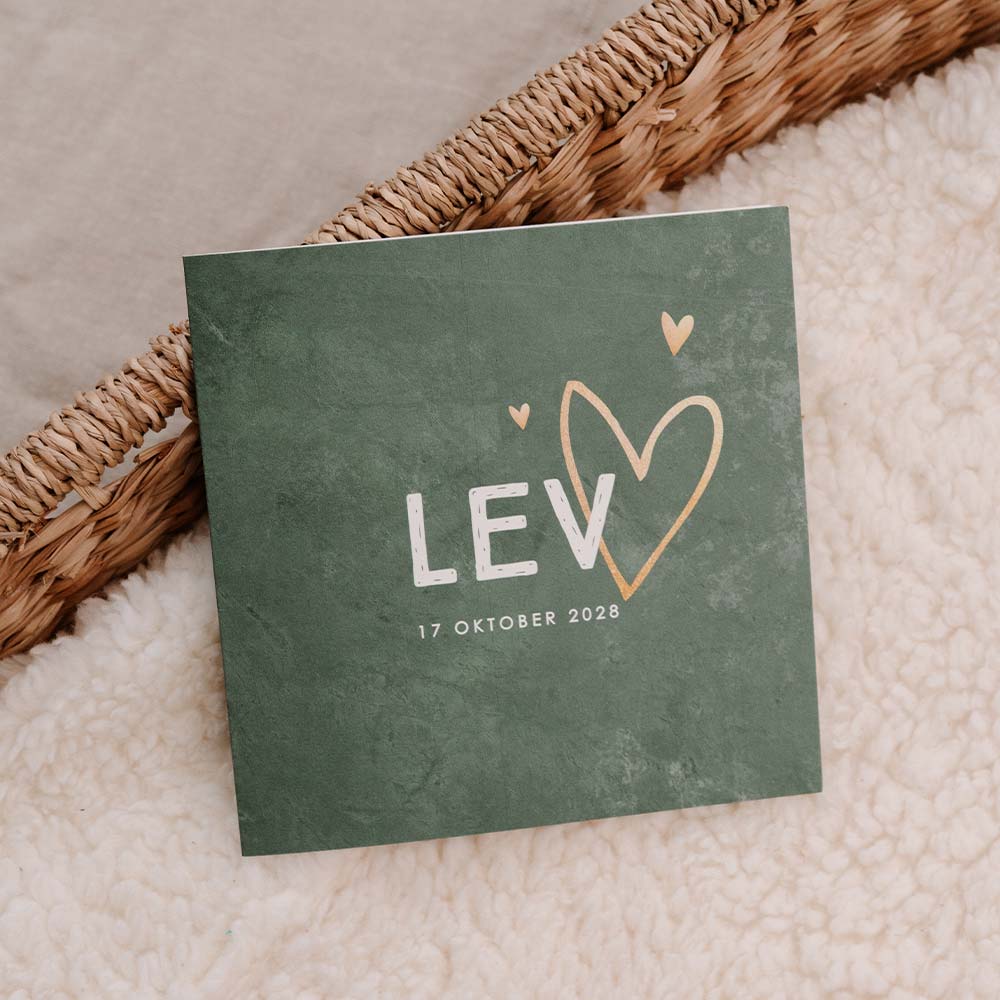 Geboortekaartje zoon stoer hart met foto