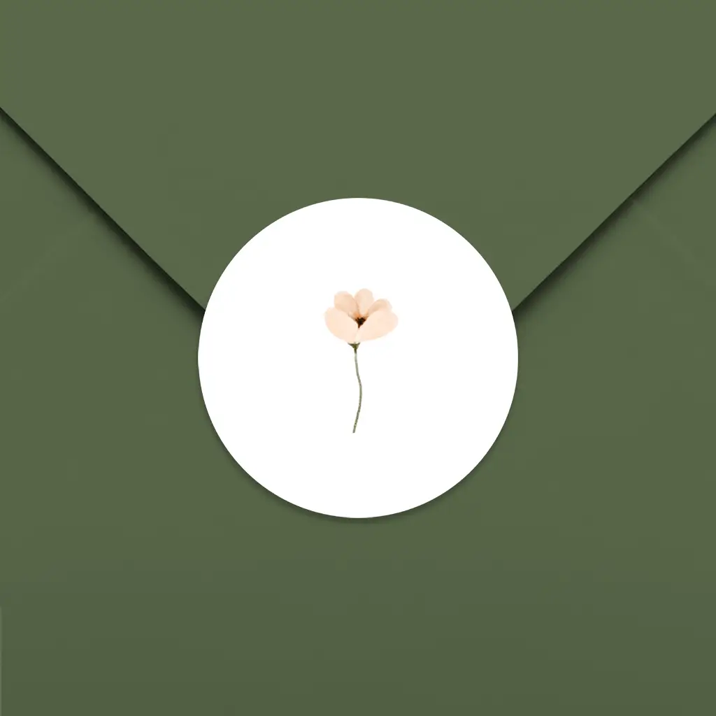 Sluitsticker met schattig bloemetje en witte achtergrond - per 25 stuks