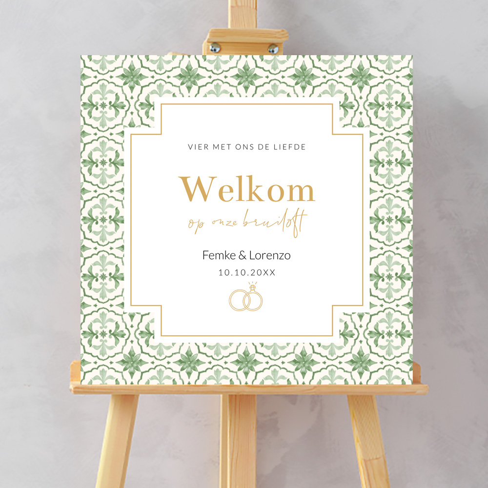 Bruiloftsbord mediterraans patroon groen