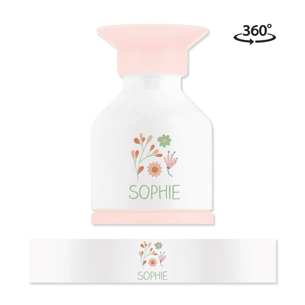 Dopper steel MINI met naam en bloemen