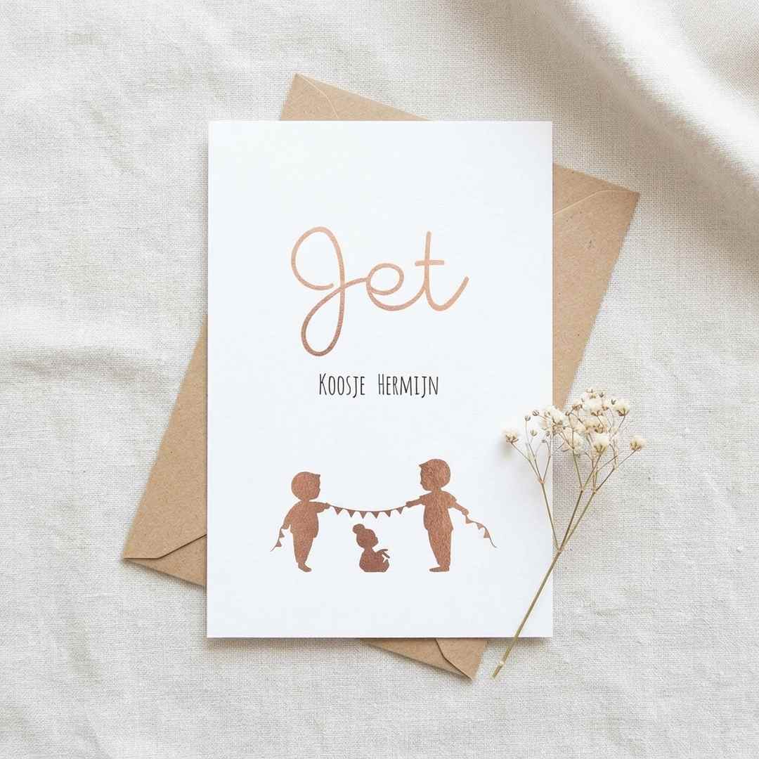 Geboortekaartje silhouette broertjes en zusje