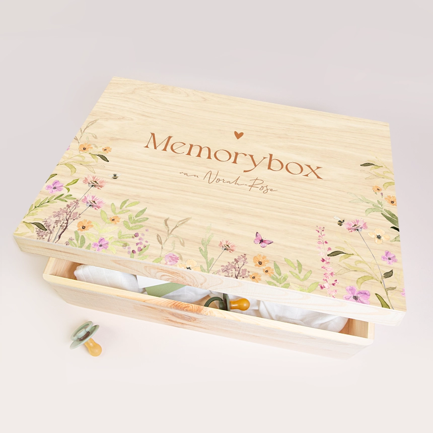 Herinneringsdoos met kleurrijke veldbloemen