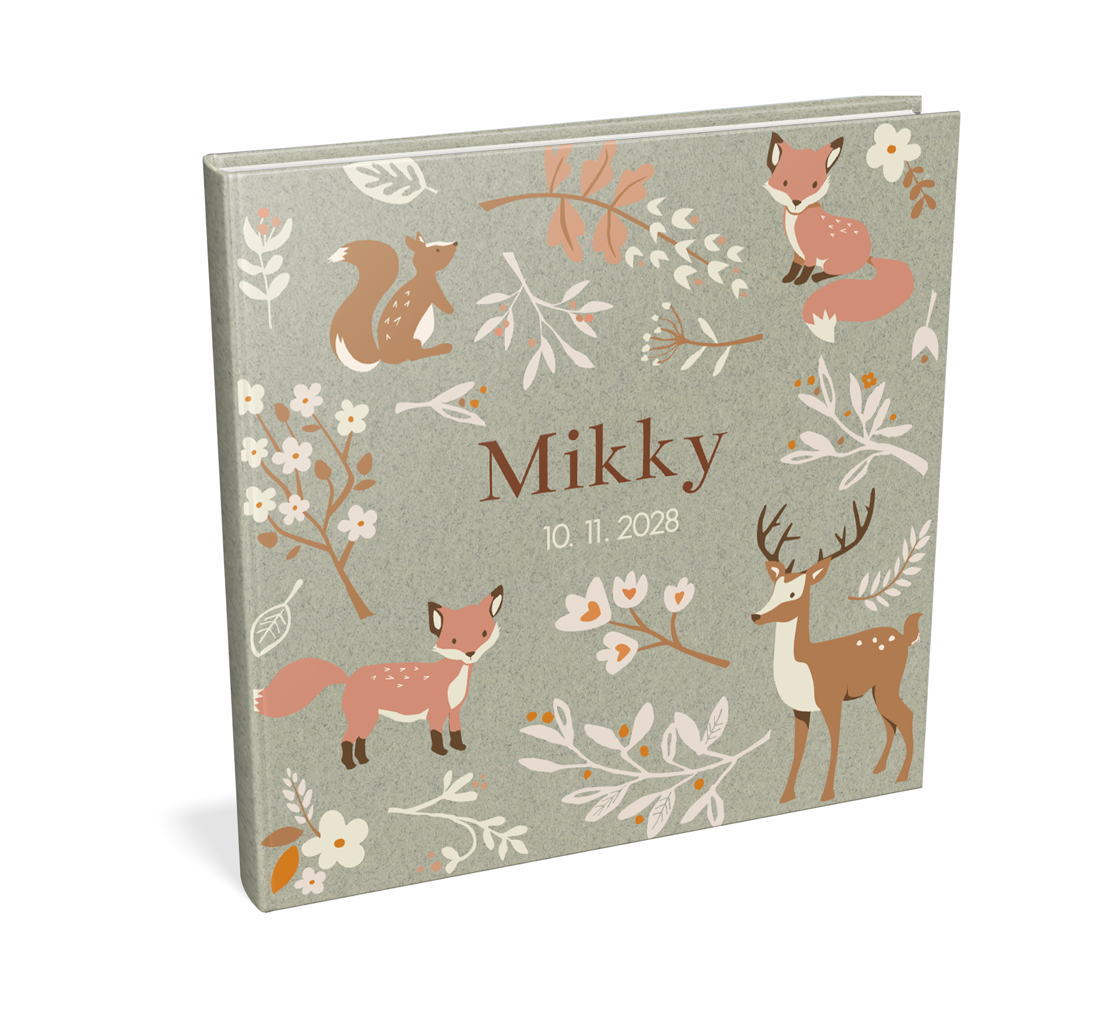 Kraambezoekboek groen met lieve bosdieren