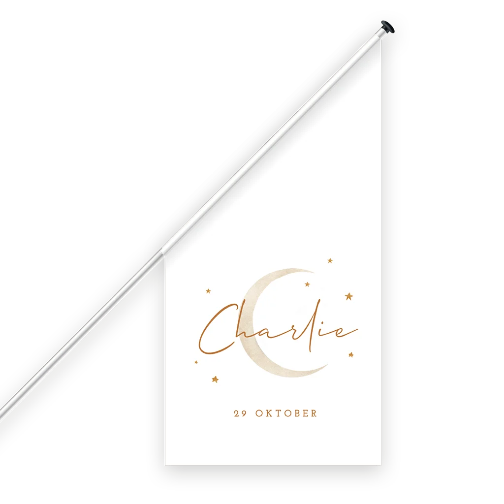 Geboortevlag met maan en sterretjes