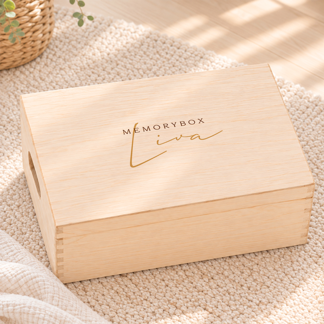 Memorybox geboorte minimalistisch geel