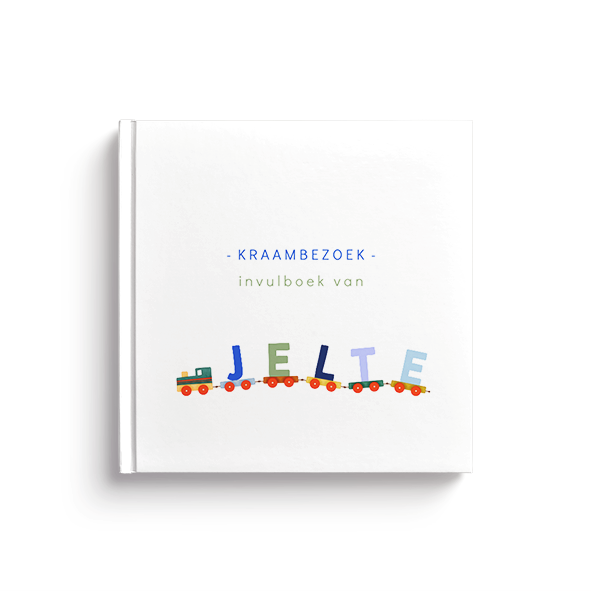 Kraambezoekboek met een naam-treintje