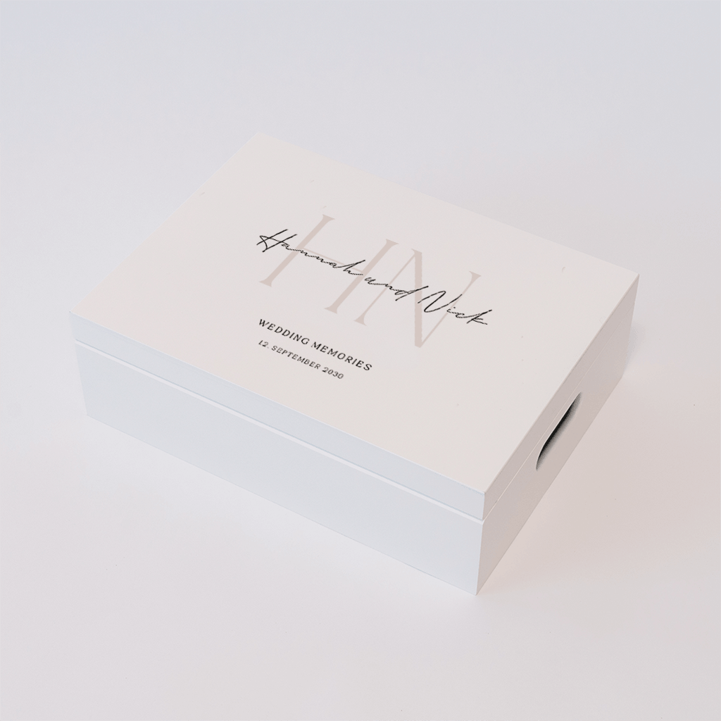 Erinnerungsbox Hochzeit mit beige initialen