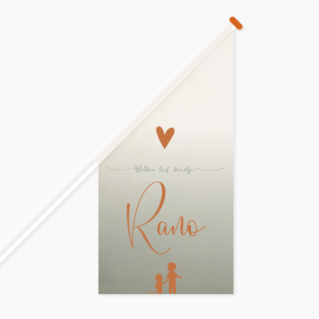 Vlag Groen Beige Silhouet Kindjes