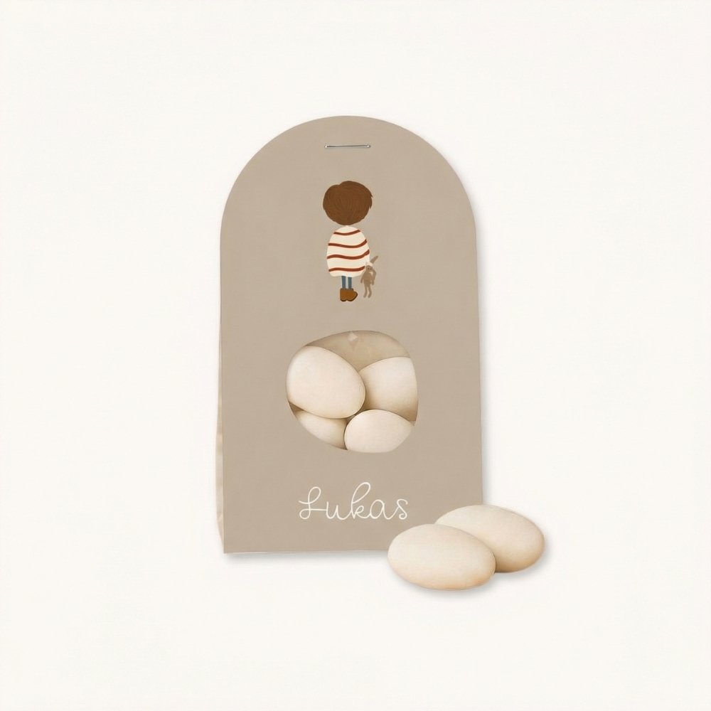 Doopsuiker wikkel jongen bruin haar knuffel konijn