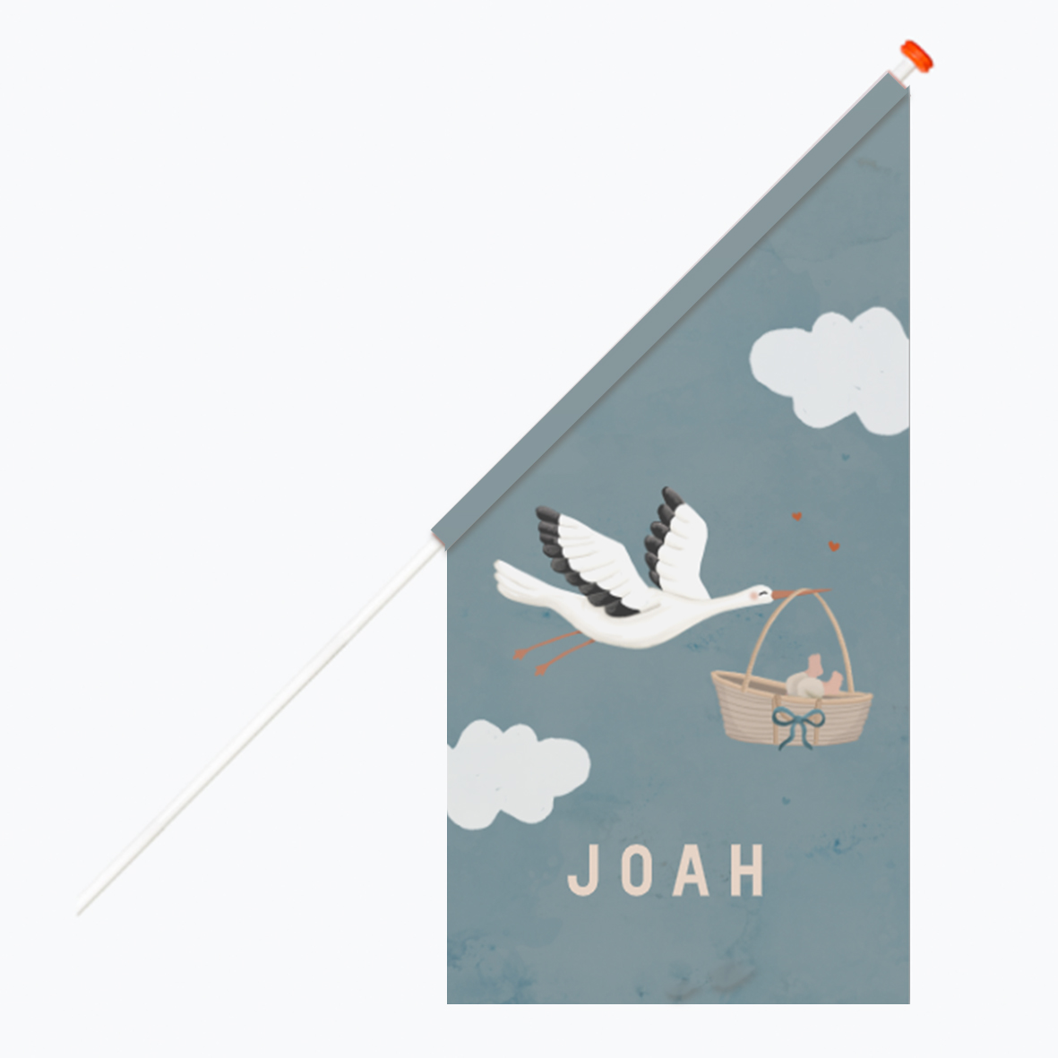 Geboortevlag groot met ooievaar jongen