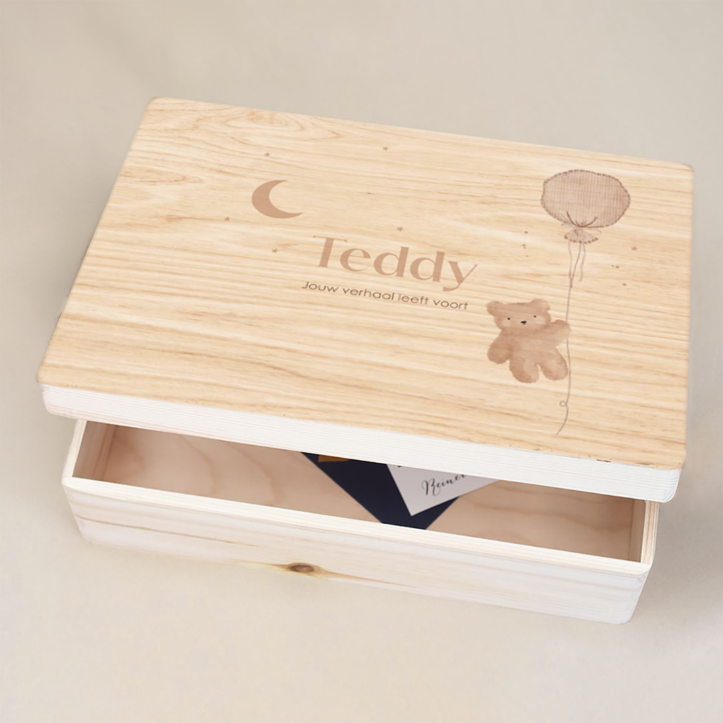 Memorybox baby overlijden | Herinneringskist met beer en ballon