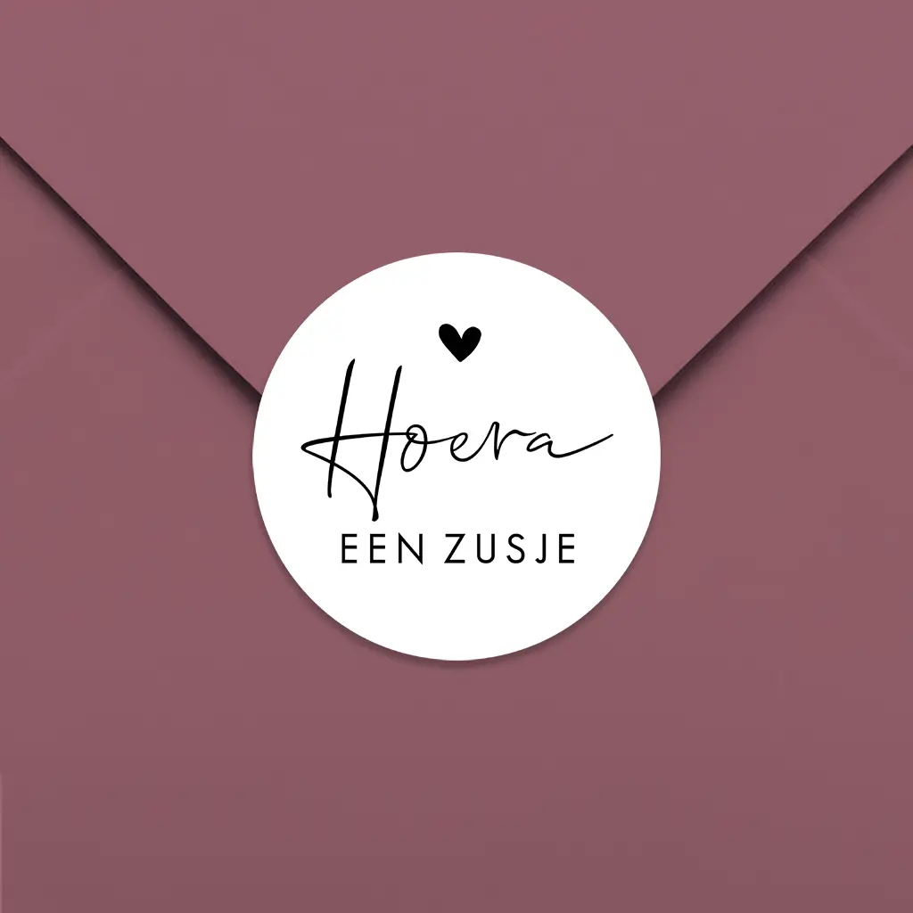 Sluitsticker met hartje voor een zusje - per 25 stuks