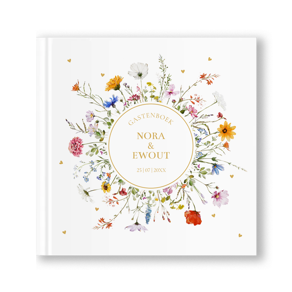 Gastenboek huwelijk wit zomerse bloemen