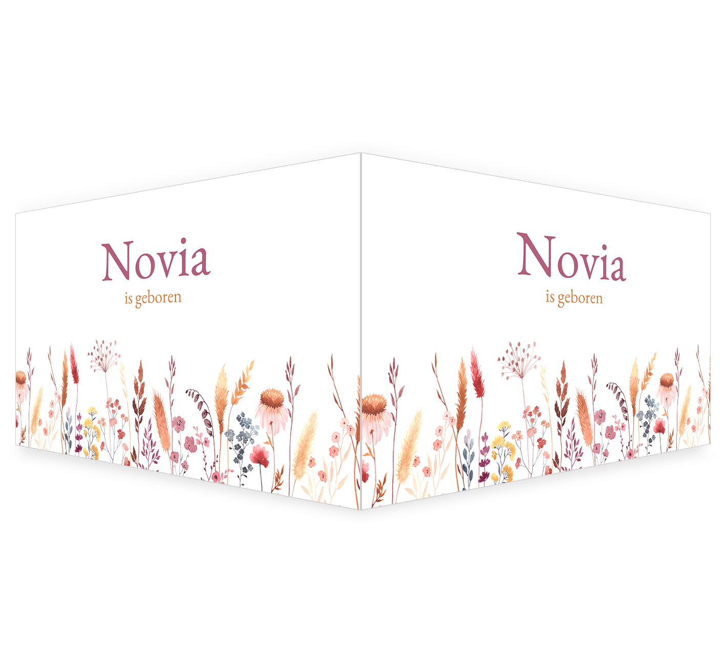 Geboortebord met rode en roze bloemen