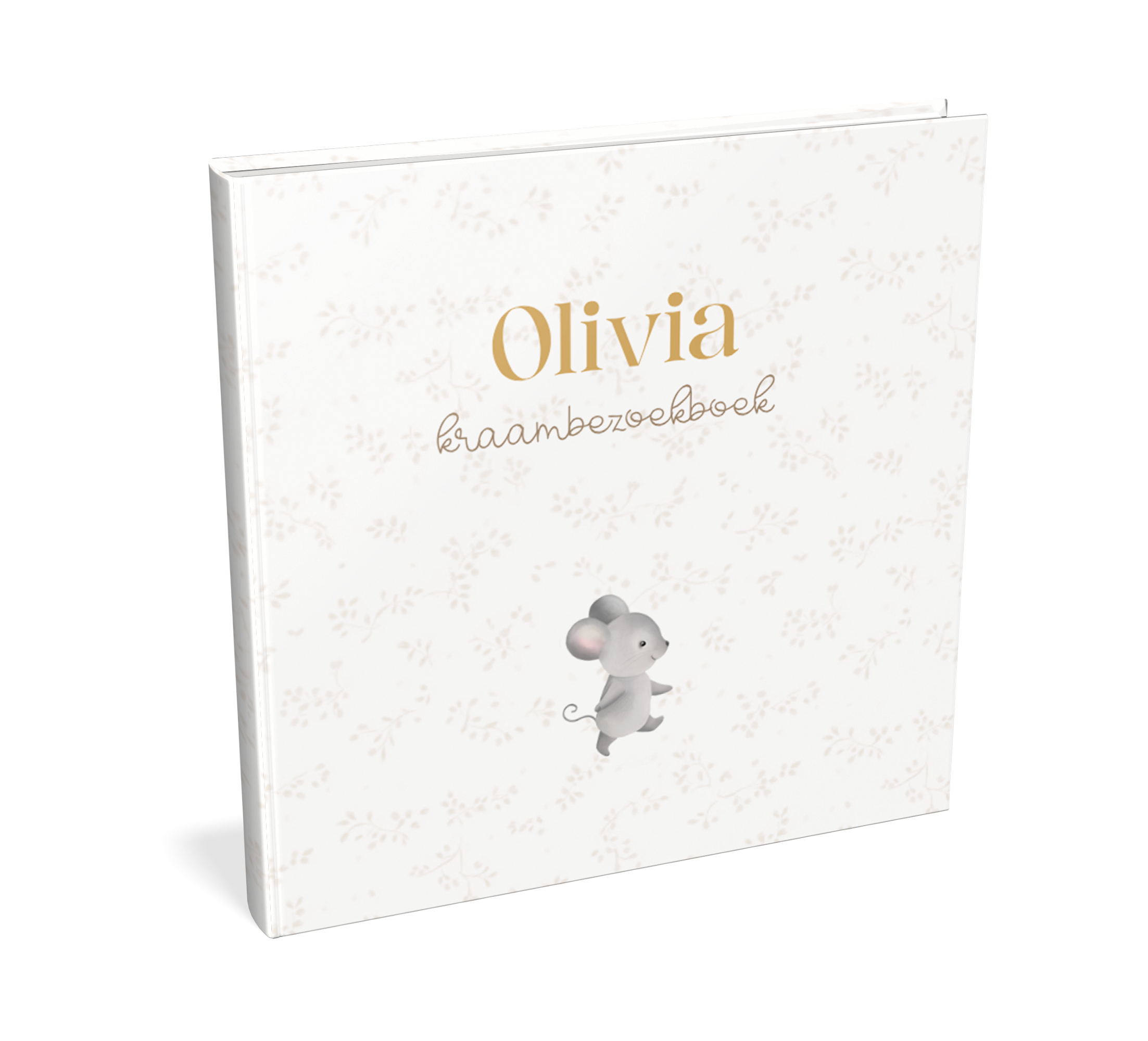 Lief kraambezoekboek met takjes en muisje