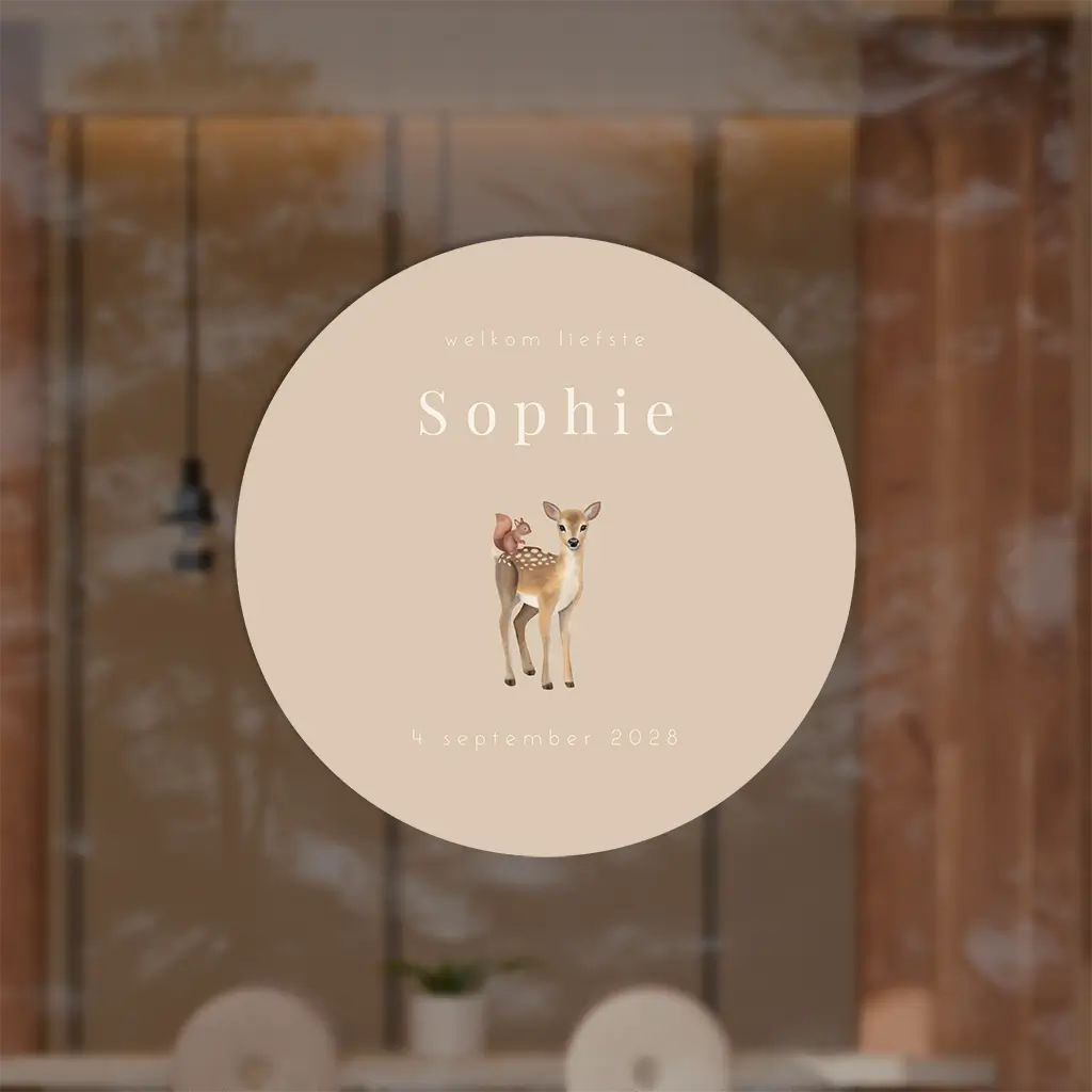 Lieve raamsticker met hert en eekhoorn