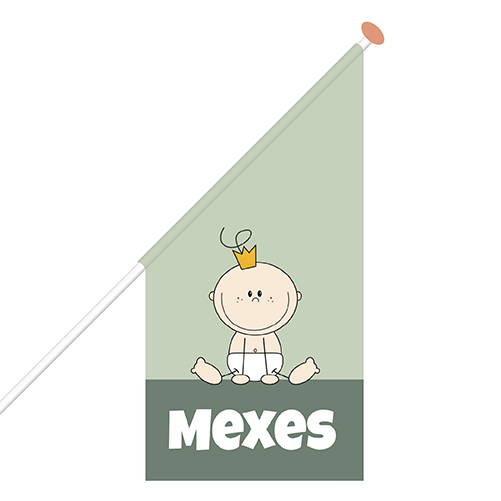 Geboortevlag met naam en grappig baby jongetje