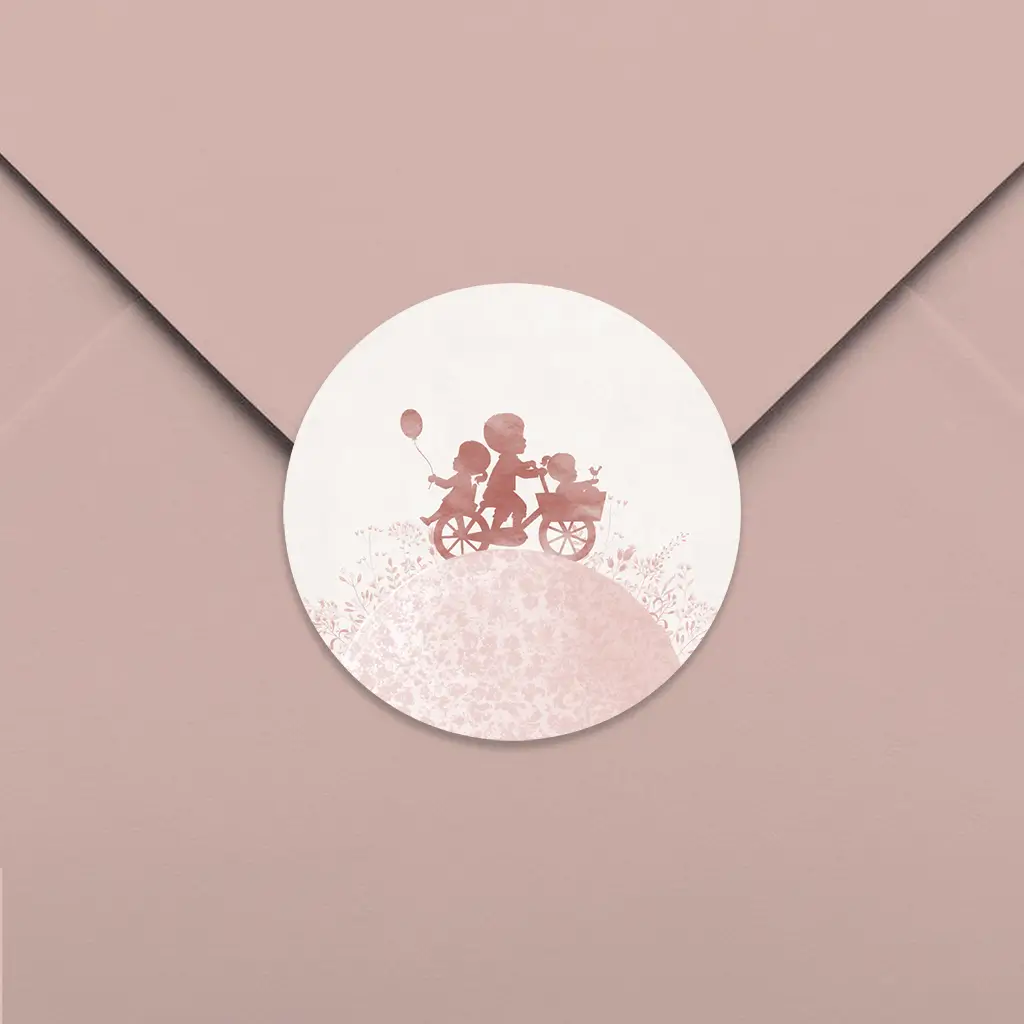 Sluitsticker roze watercolour en silhouetjes - per vel