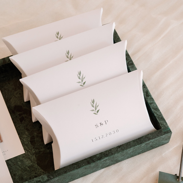 Trouwbedankje gondeldoosje met takje