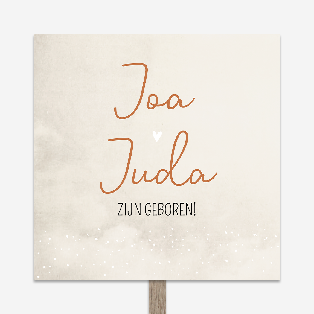 Tuinbord Geboorte Beige Stippen Tweeling