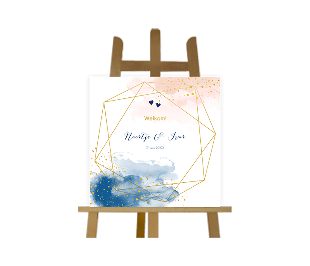 Bruiloftbord met geometrische vorm confetti en waterverf