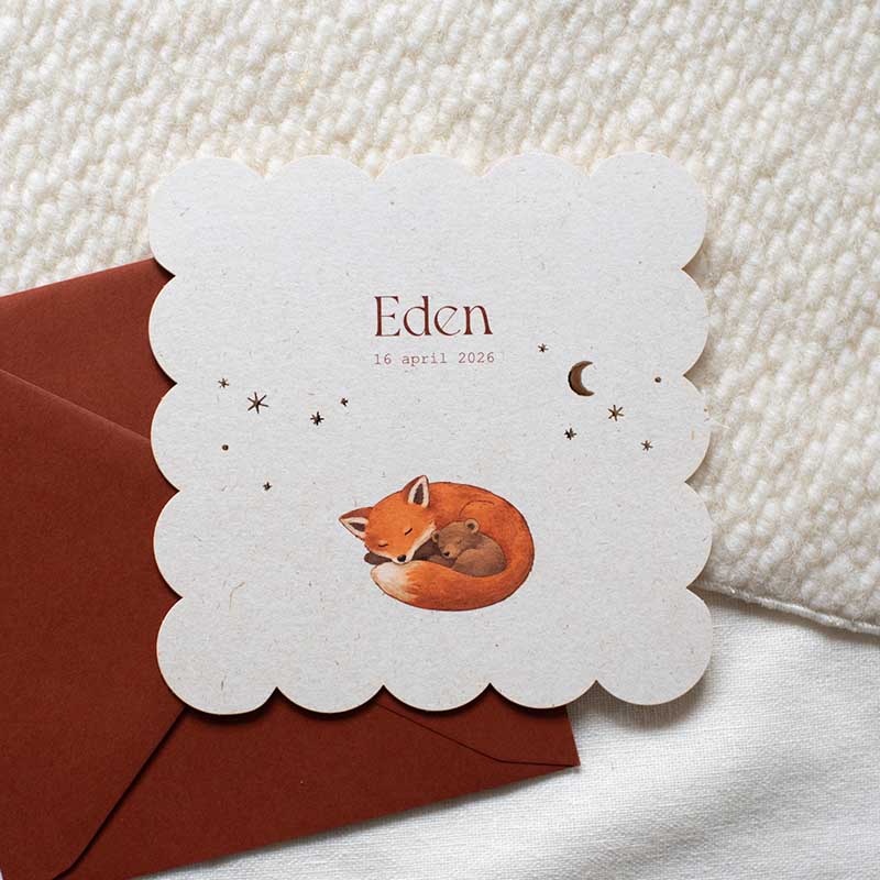 Geboortekaartje neutraal vosje beertje