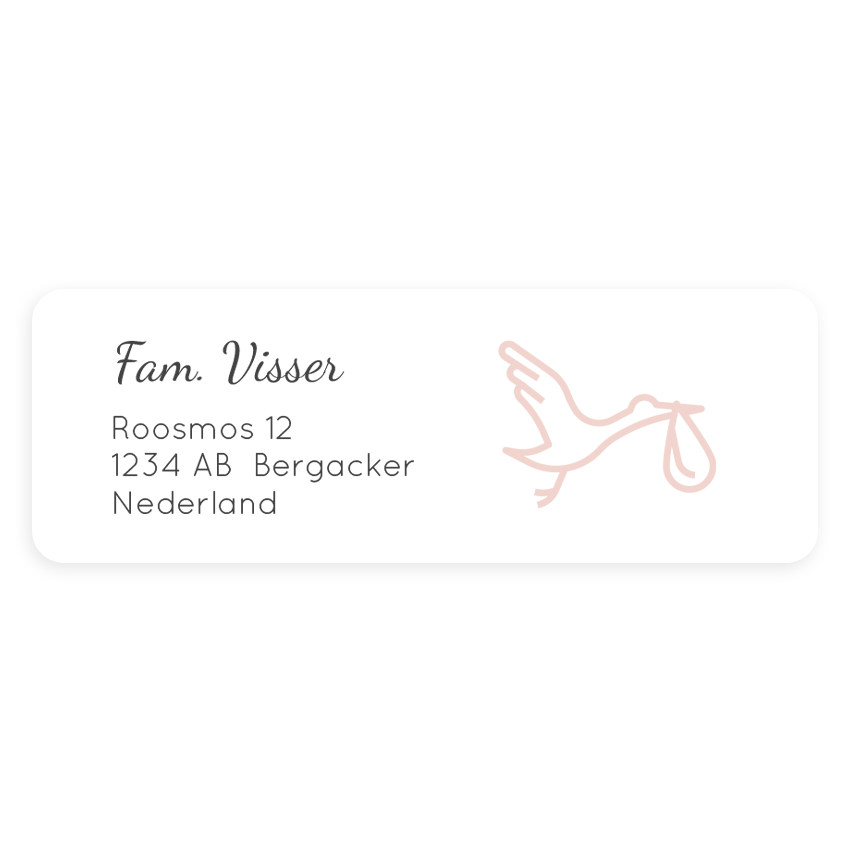 Adresstickers 14 stuks | roze ooievaar