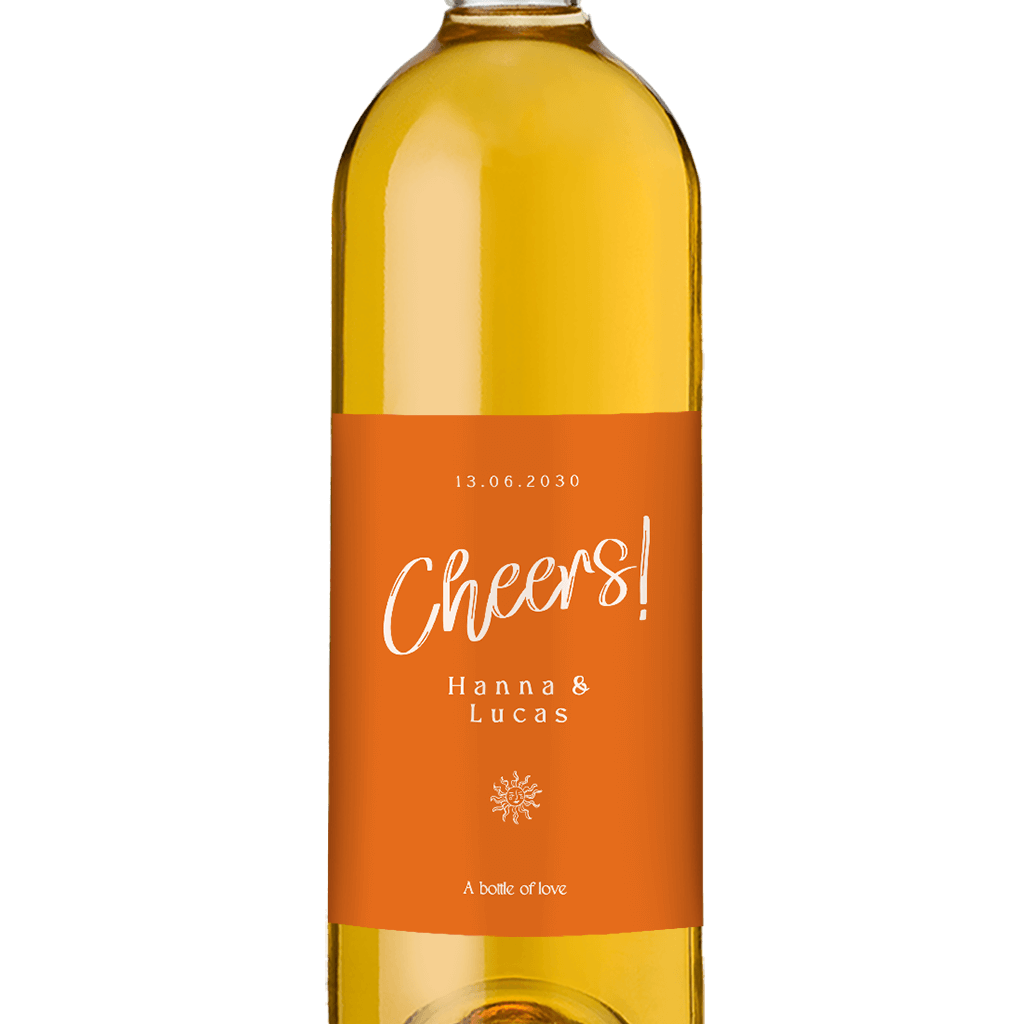 Gepersonaliseerd wijnetiket zomer Italiaanse bruiloft- per 5 stuks