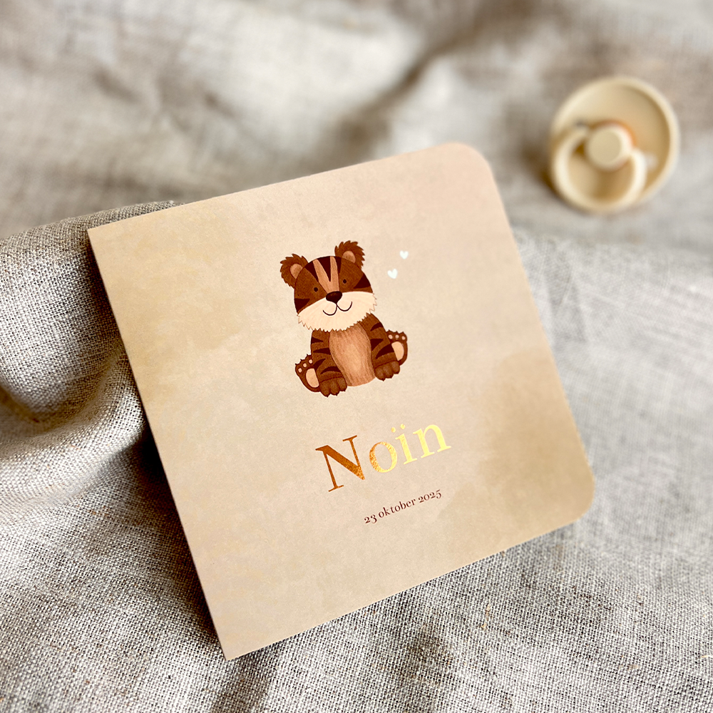 Geboortekaartje Jongen Tijger Velvet Bruin