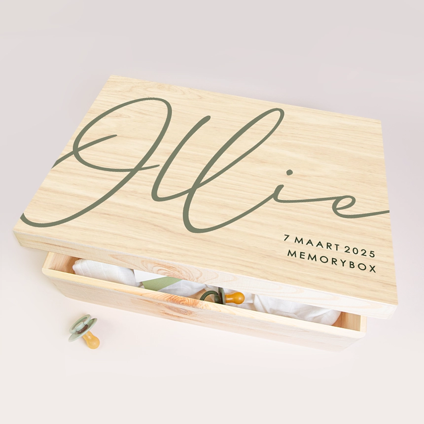 Memorybox baby met naam en geboortedatum