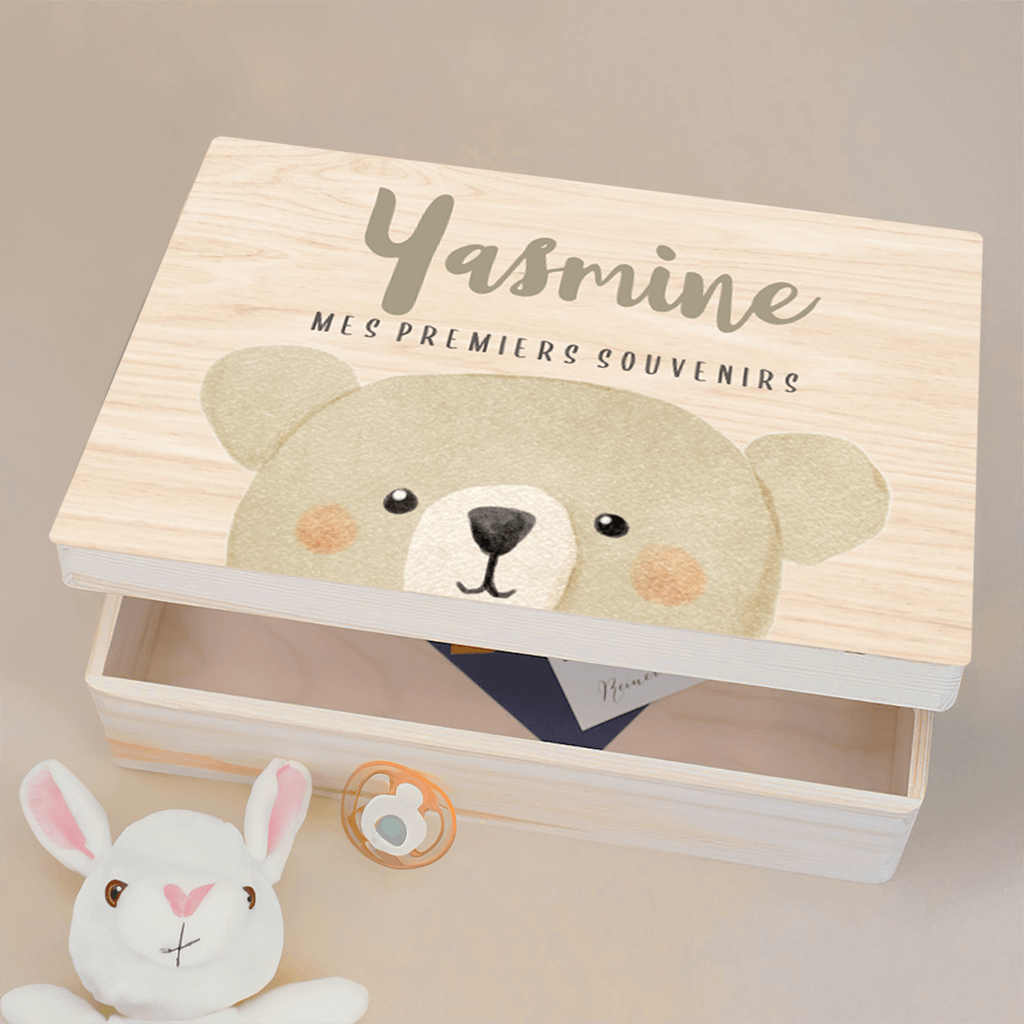 Boîte à souvenirs avec illustration ourson en peluche