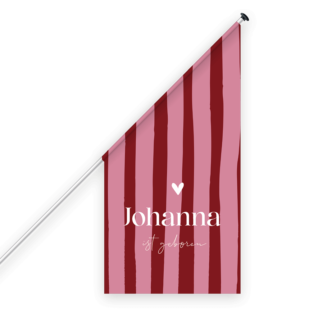 Geburtsfahne in colorblocking Stil mit rosa und rot