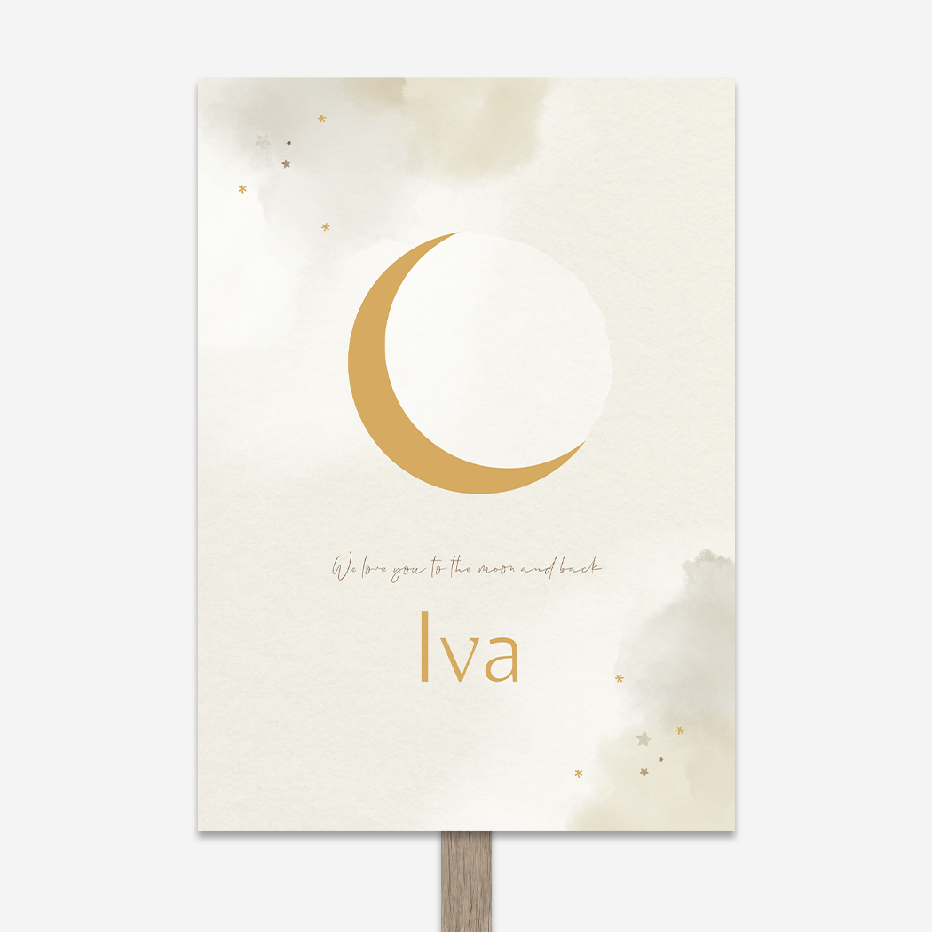 Tuinbord  Geboortebord Creme Beige Maantje
