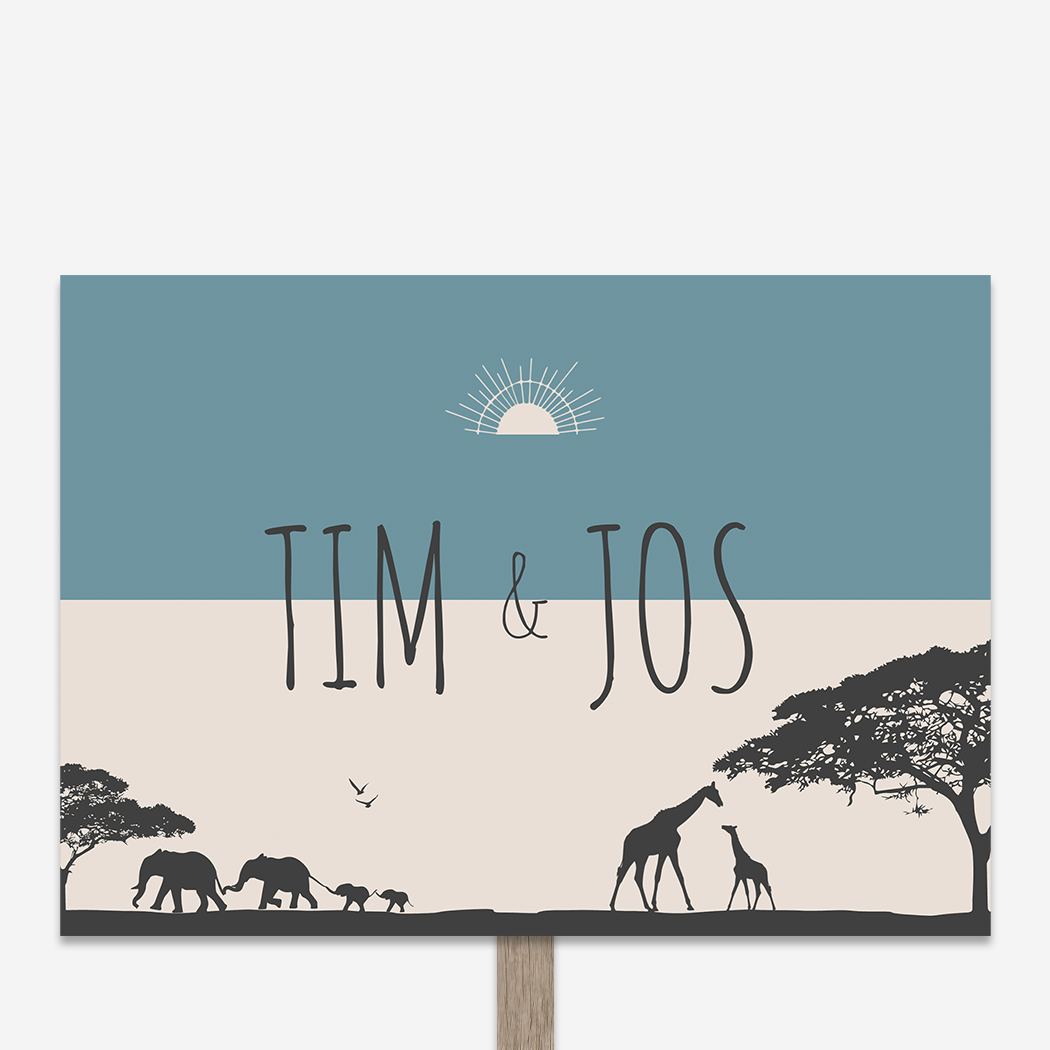 Tuinbord Geboortebord Safari Afrika Dieren