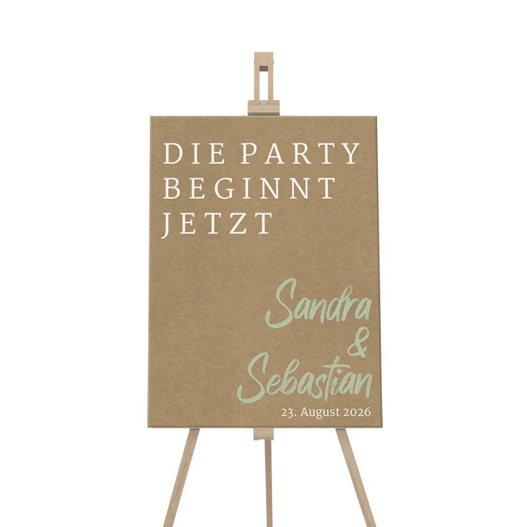 Willkommensschild Reboard-Karton Kraft-Look Party