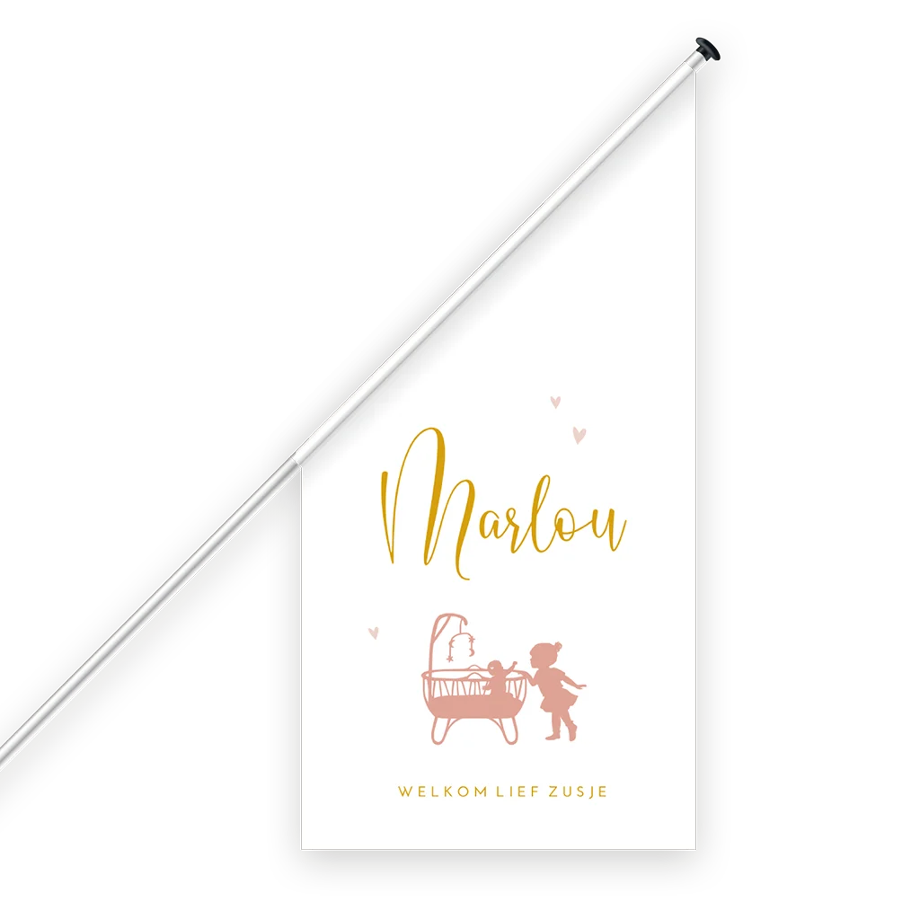 Geboortevlag voor zusje met silhouetten