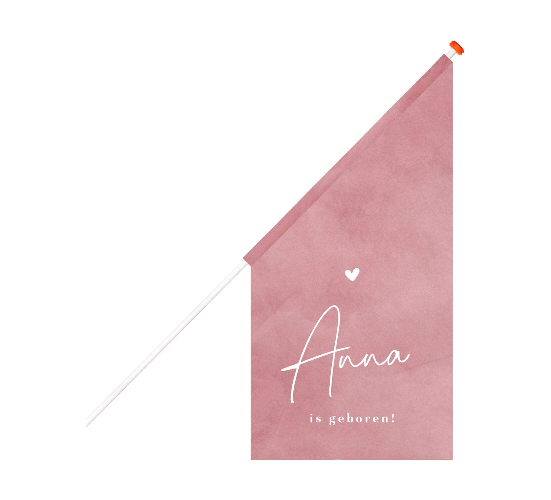 Geboortevlag roze velvet-look met hartje