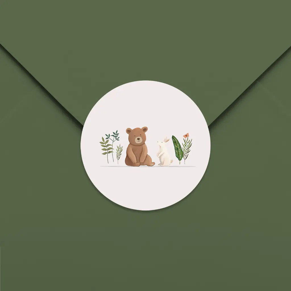 Sluitsticker met bosdieren - per 25 stuks