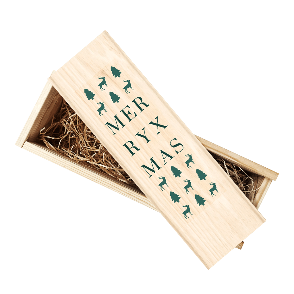 Kundenpresent: Weinbox "Merry Xmas" mit grünen Motiven