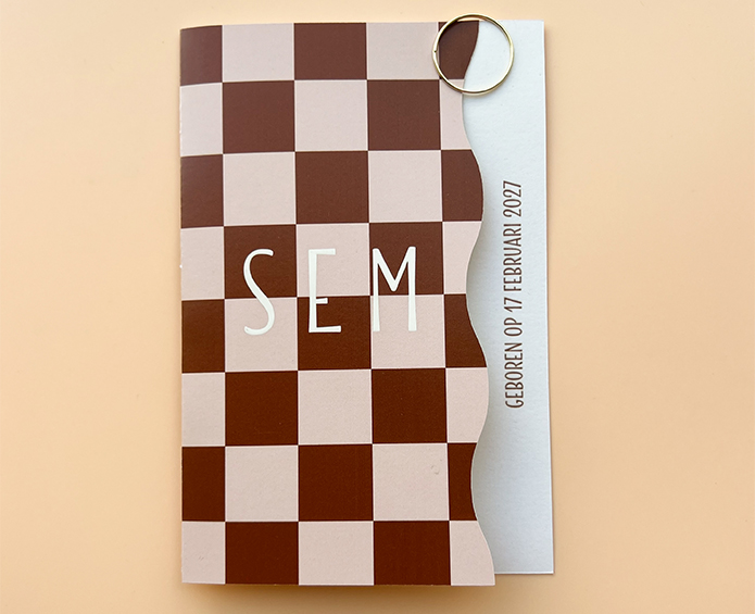 Geboortekaartje Golfvorm blokjes burgundy