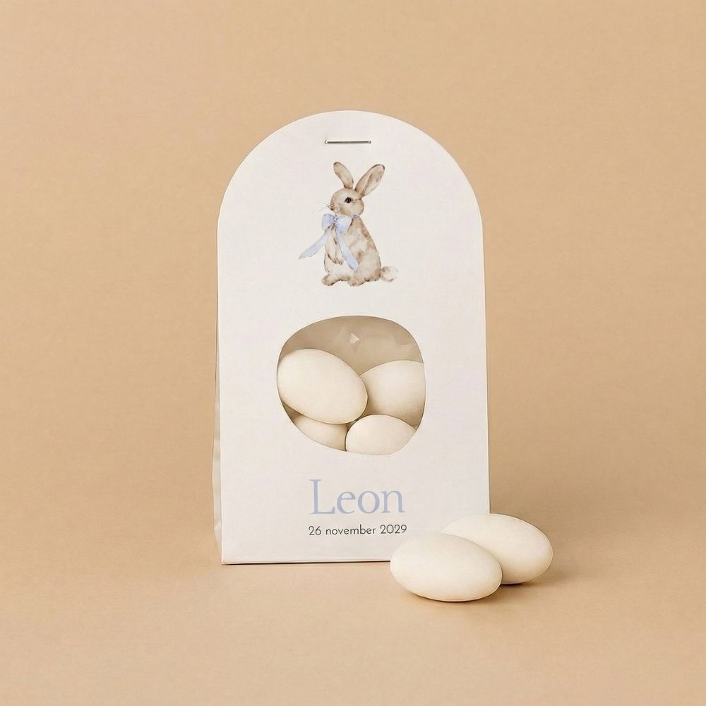 Doopsuiker wikkel jongen lief konijntje strik