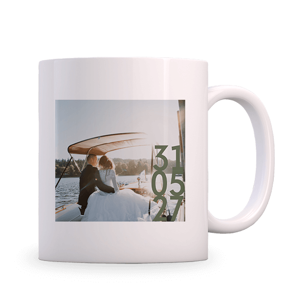 Personalisierbare Tasse mit Foto und Hochzeitsdatum