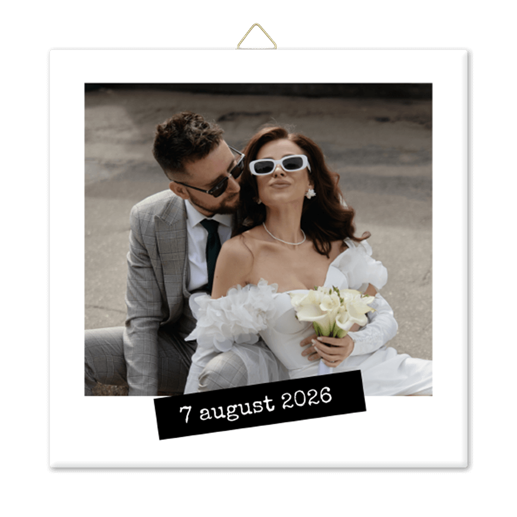 Keramiek tegeltje met foto en tekstblok