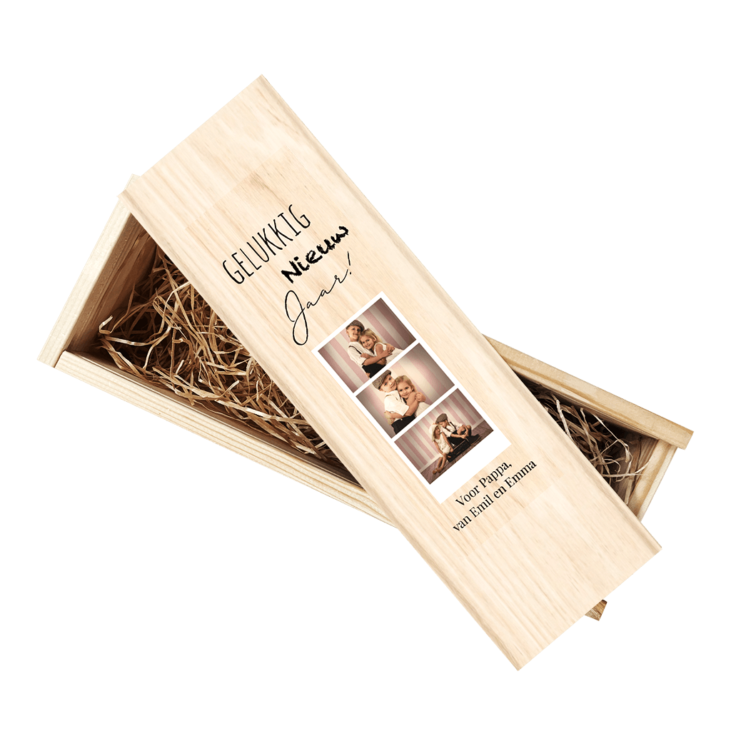 Wijnkist met eigen polaroid fotostrip