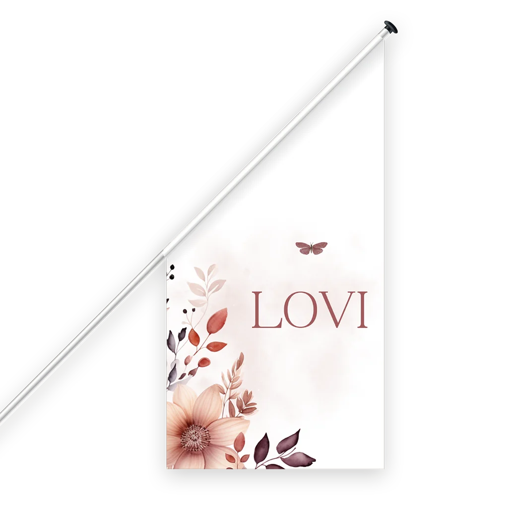 Sierlijke geboortevlag met bloemen