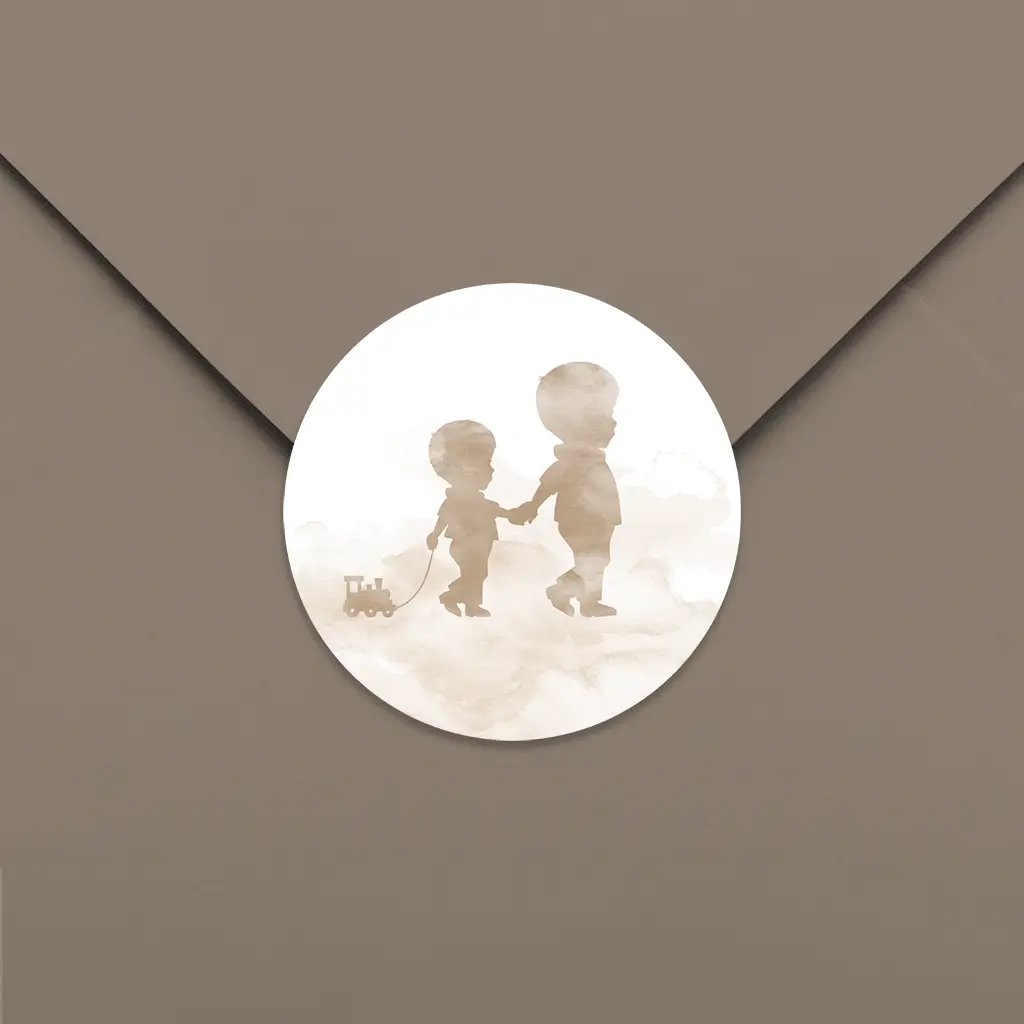 Sluitzegels beige watercolour met silhouetjes - per 25 stuks