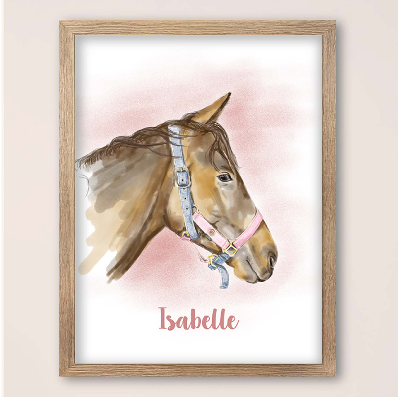 Paardenposter met naam – persoonlijke wanddecoratie voor paardenliefhebbers
