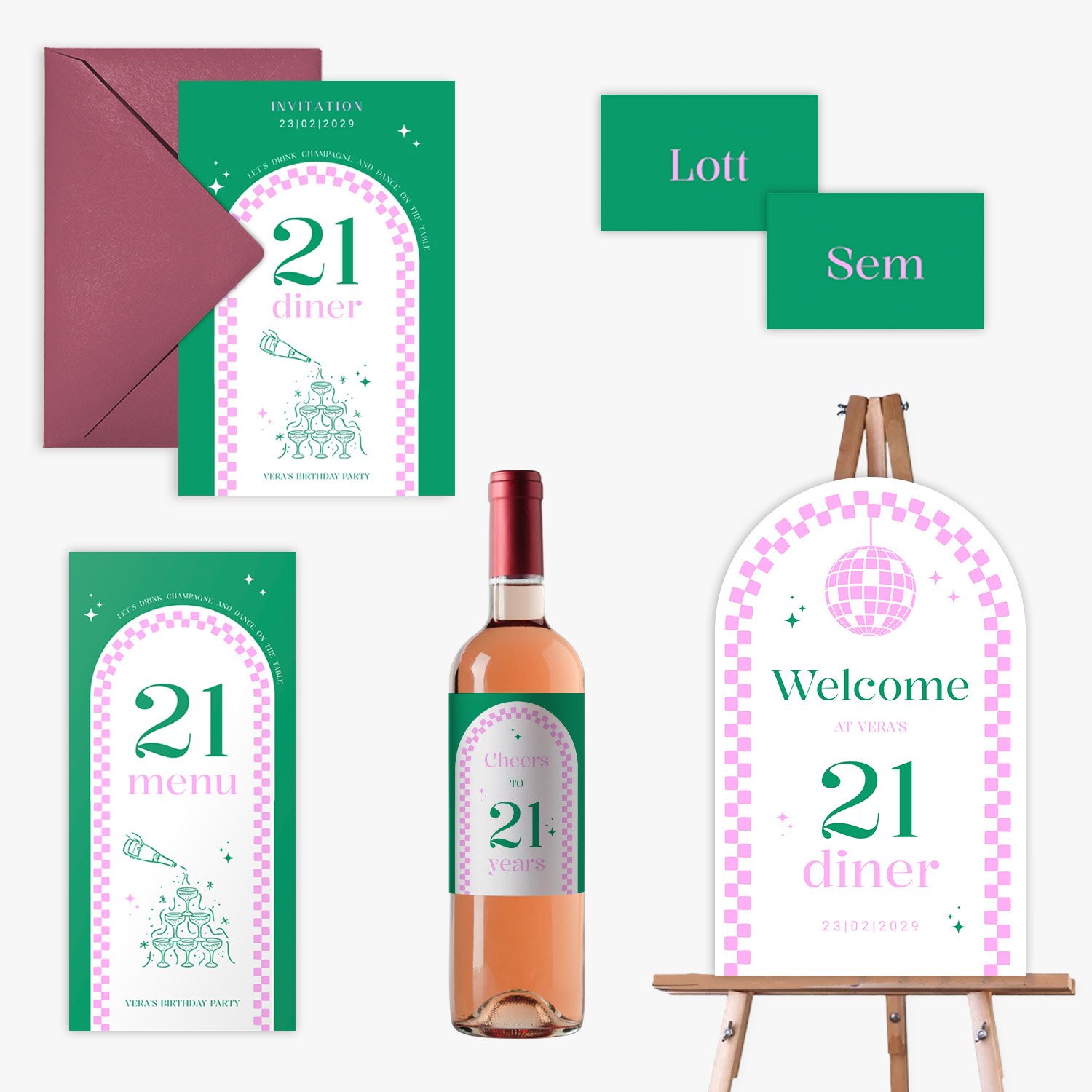 doorlink 21 diner set pop the champagne