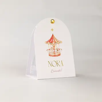 Doopsuiker snoepzakje met roze carrousel 